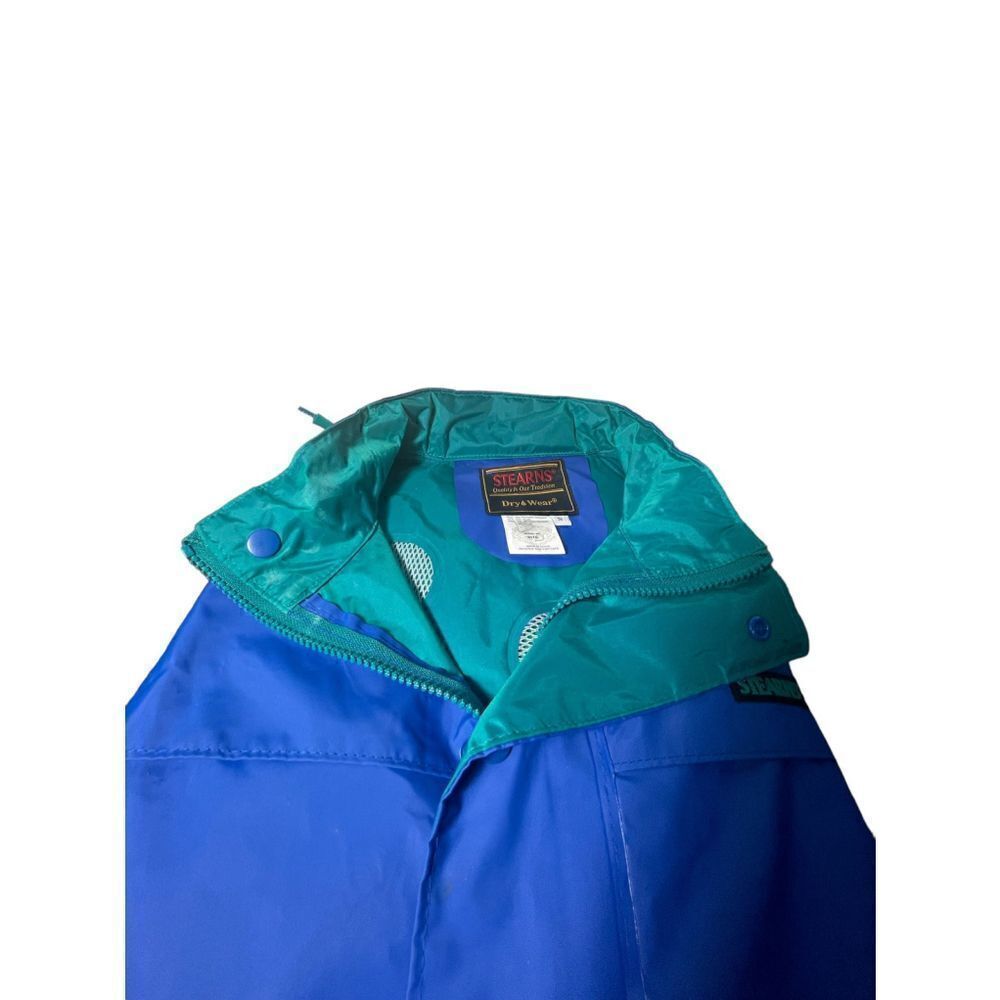 STEARNS Dry Wear blue green Hooded Rain Suit Jacket And Pants SMALL Polyvinyl